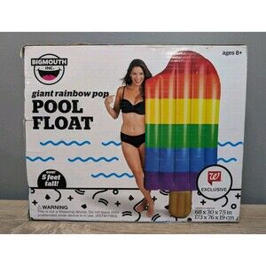 Bigmouth Inc Giant Rainbow Pop Pool Float Over Five Feet Tall Ages 8+